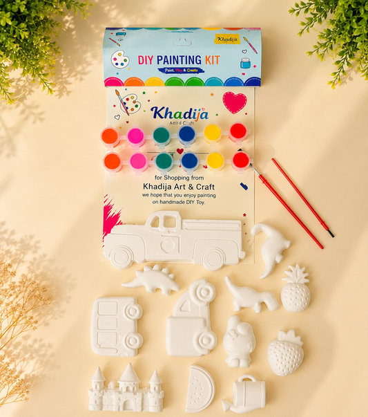 26 Piece (12 Figures, 12 Painting pots & 2 Brushes) DIY Painting Kit Creative Art Set for Kids