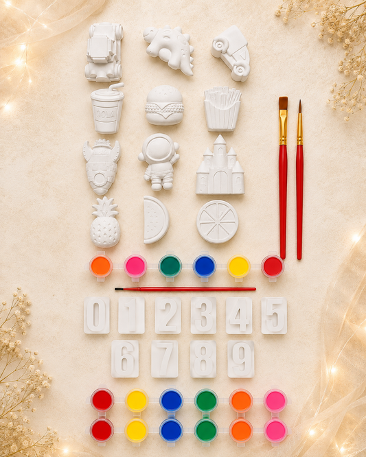 43 Pieces (22 Figures, 18 painting pots & 3 brushes) Kids DIY Painting kits