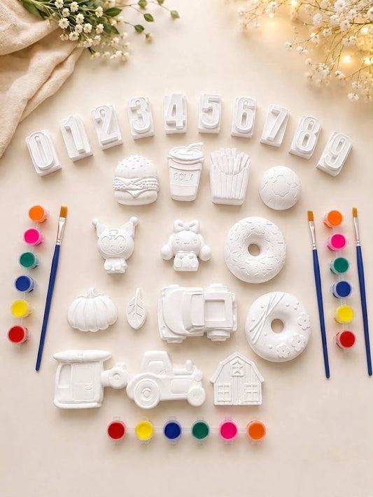45 Pieces (24 Figures, 18 Colour pots & 3 Brushes) Huge Mix DIY Painting Kit